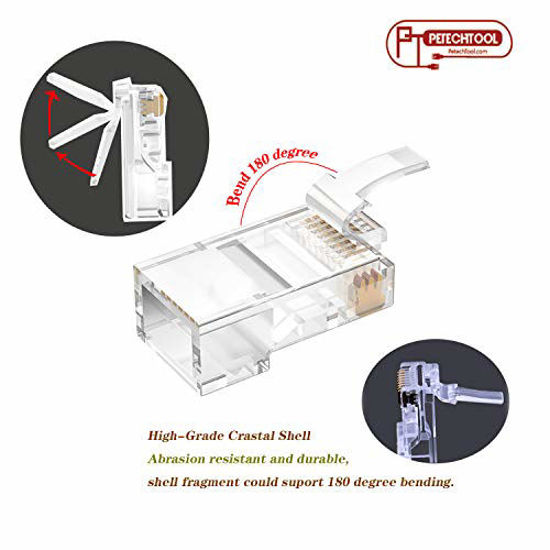 Picture of RJ45 Cat5 Cat6 Pass Through Connectors 8P8C Ehternet Modular End Plug(50 Pieces)