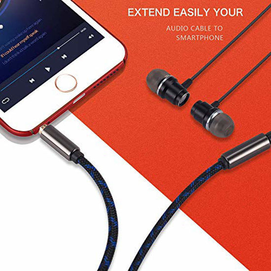 Picture of 3.5mm AUX Extension Cable 20 ft,Ruaeoda Double Shielded Headphone Auxiliary Extension Cable 3.5 mm Male to 3.5 mm Female Stereo Audio Extension Cable 20 Foot Braided 1/8 Long AUX Extension Cord