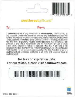 Picture of Southwest Airlines Gift Card $200