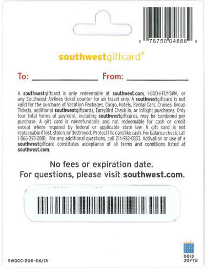 Picture of Southwest Airlines Gift Card $200