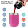 Picture of CHILLOUT LIFE Stainless Steel Wine Tumblers 2 Pack 12 oz - Double Wall Vacuum Insulated Wine Cups with Lids and Straws Set for Coffee, Wine, Cocktails - Hot Pink