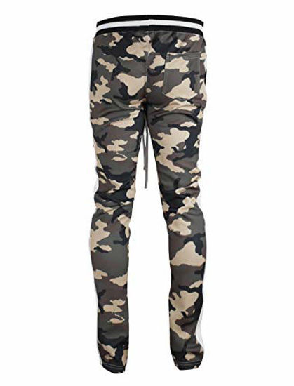 Picture of SCREENSHOTBRAND-P41902 Mens Hip Hop Premium Slim Fit Track Pants - Athletic Jogger Camo Pattern Print Taping Bottoms-Woodland-Medium