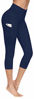 Picture of Lingswallow High Waist Yoga Pants - Yoga Pants with Pockets Tummy Control, 4 Ways Stretch Workout Running Yoga Leggings (Capris Navy Blue, Medium)