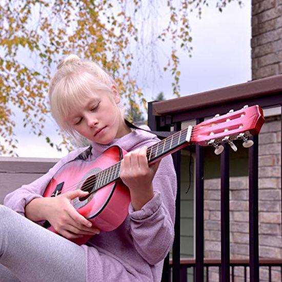 Picture of 38" Wood Guitar With Case and Accessories for Kids/Boys/Girls/Teens/Beginners (38" Pink Gradient)