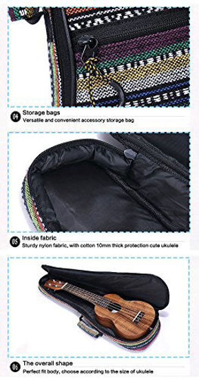 Picture of HOT SEAL 10MM Waterproof Durable Ethnic Ukulele Case Bag with Storage (26in, Bohemian Yellow)