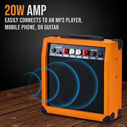 Picture of LyxPro Electric Guitar Amp 20 Watt Amplifier Built In Speaker Headphone Jack And Aux Input Includes Gain Bass Treble Volume And Grind - Sunburst