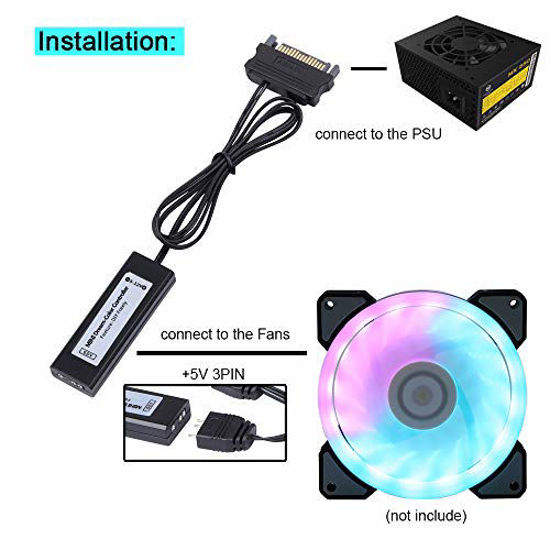 Picture of LEDdess Mini ARGB RF Controller Kit for Rainbow Fans, PC Rainbow led Strip (5V, 3Pin ADD Header, 14 Key Remote, SATA Power, B Series)