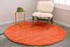Picture of Unique Loom Solo Solid Shag Collection Modern Plush Tiger Orange Round Rug (8' 2 x 8' 2)