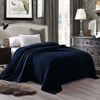 Picture of Exclusivo Mezcla Velvet Flannel Fleece Plush King Size Bed Blanket as Bedspread/Coverlet/Bed Cover (90" x 104", Navy Blue) - Soft, Lightweight, Warm and Cozy