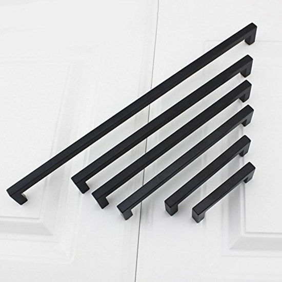 Picture of 1Pack Goldenwarm Black Square Bar Cabinet Pull Drawer Handle Stainless Steel Modern Hardware for Kitchen and Bathroom Cabinets Cupboard, Center to Center 3in (76mm)