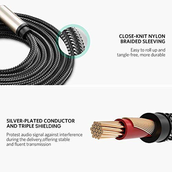 Picture of UGREEN Premium 6.35mm Mono Jack 1/4" TS Cable Unbalanced Guitar Patch Cords Instrument Cable Male to Male with Zinc Alloy Housing and Nylon braid (6FT)