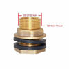 Picture of Joywayus 1pcs 3/8" Female 1/2" Male Soild Brass Water Tank Connector Bulkhead Tank Fitting with 2 Rubber Ring Stablizing