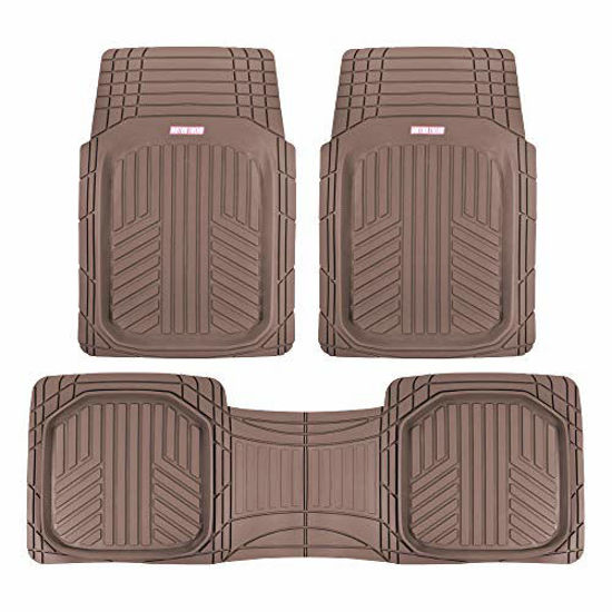 Picture of Motor Trend Deep Dish All-Climate Rubber Floor Mats - Performance Plus Heavy Duty Liners - 3-Piece Set - Thick, Odorless & All Weather (Brown), Model Number: OF-933-BW