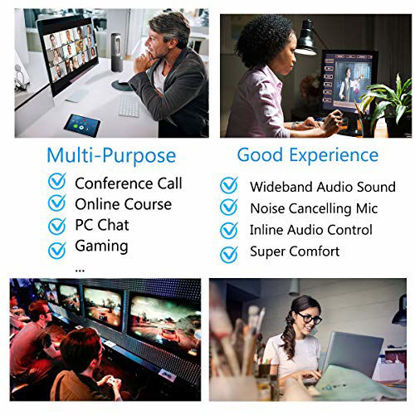 Picture of USB Headset with Microphone Noise Cancelling & Mic Mute, Computer Headphone for Call Center Office Business PC Softphone Calls Microsoft Teams Skype Chat, Clear Voice for Speech Dictation