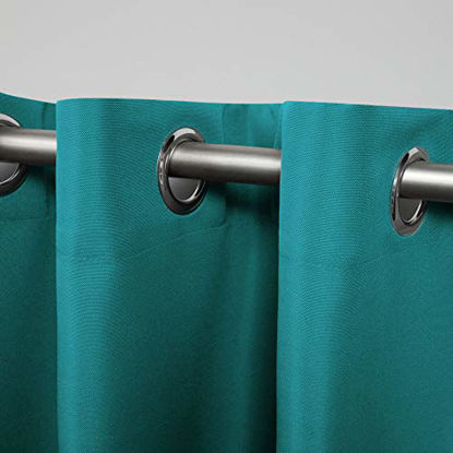 Picture of Exclusive Home Curtains Indoor/Outdoor Solid Cabana Grommet Top Curtain Panel Pair, 54x96, Dark Teal