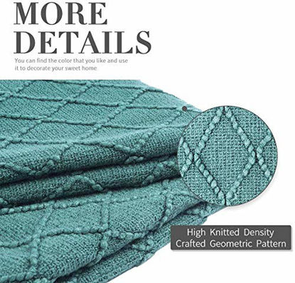 Picture of Bourina Textured Solid Soft Sofa Throw Couch Cover Knitted Decorative Blanket,Dark Cyan, 60"x80"