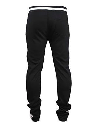 Picture of SCREENSHOTBRAND-S41700 Mens Hip Hop Premium Slim Fit Track Pants - Athletic Jogger Bottom with Side Taping-Black-2XLarge