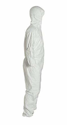 Picture of DuPont TY127S Disposable Elastic Wrist, Ankle & Hood White Tyvek Coverall Suit 1428, Size Large, Sold by the Each