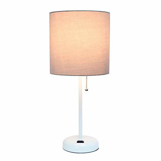 Picture of Limelights LT2024-GOW Stick Charging Outlet Table Lamp, White/Gray