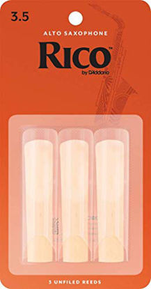 Picture of DAddario Woodwinds RJA0335 Tenor Sax Reeds, Strength 3.5 (3-Pack) - Ease of Play, Affordably Priced, Unfiled Cut - Worlds Most Consistent Reed Trusted by Educators and Professional Musicians