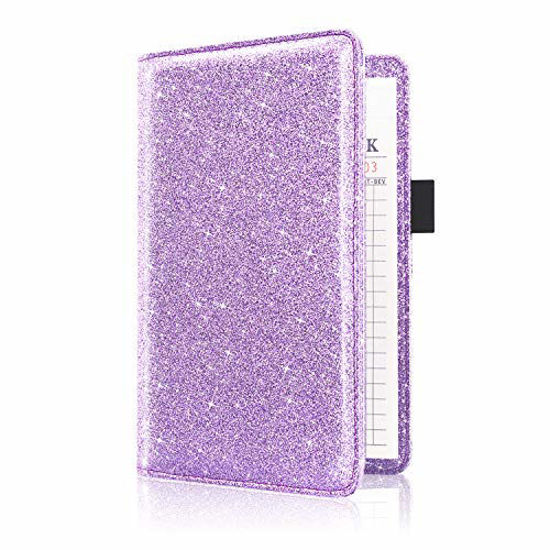 Picture of Server Book (2020 Edition), ACdream Waiter Book Server Wallet Server Pads Waitress Book Restaurant Waitstaff Organizer, Guest Check Book Holder Money Pocket Fit Server Apron, Glitter Purple