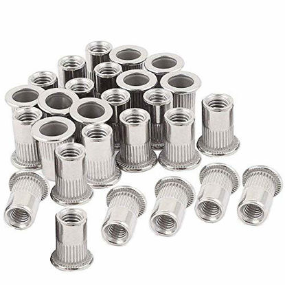 Picture of 60PCs 1/4-20 Rivet Nuts Nutsert Rivnuts Stainless Steel Carbon Steel 1/4-20UNC Rivetnuts