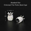 Picture of SAVORI Valve Stem Caps, 4 Pack Handmade Crystal Rhinestone Universal Car Dustproof Tire Valve Caps for Car Auto Bike Wheels Women Bling Car Accessories (Crown White)