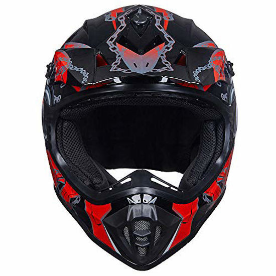 ILM Adult Youth Kids ATV Motocross Dirt Bike Motorcycle BMX MX Downhill Off Road Helmet DOT Approved RED Black Youth S