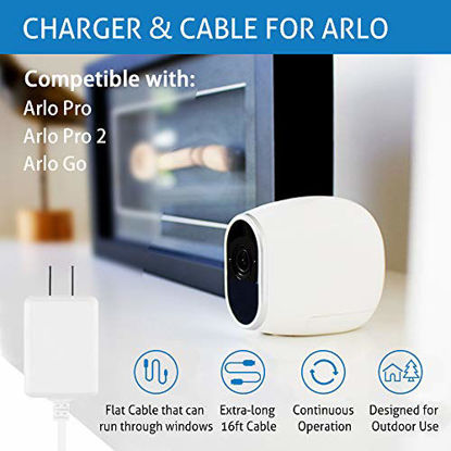 Picture of Weatherproof Outdoor Quick Charge 3.0 Power Adapter, Continuously Power Supply Compatible with Arlo Pro, Arlo Pro 2 and Arlo Go, 16.4 ft/5 m Long and Thin Cable
