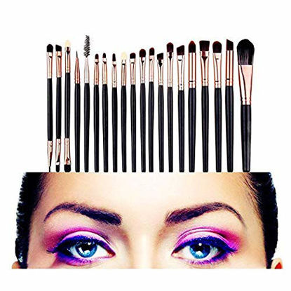 Picture of NEJLSD Eye Makeup Brushes Set 20, Eyeliner Eyeshadow Blending Brush,  Wool Make Up Brush Set ,Powder Face Foundation Eyeshadow Eyeliner Lip Cosmetic Brushes