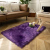 Picture of Ashler Soft Faux Sheepskin Fur Chair Couch Cover Area Rug for Bedroom Floor Sofa Living Room Purple Rectangle 2 x 3 Feet