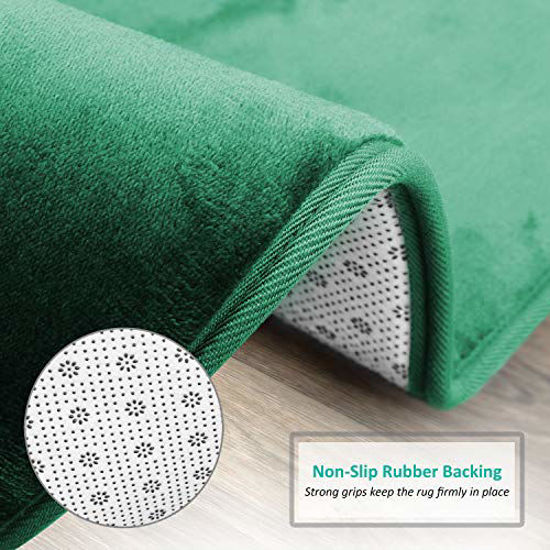 Picture of Clara Clark Memory Foam Bath Mat Ultra Soft Non Slip and Absorbent Bathroom Rug, Set of 2 Large - Hunter Green