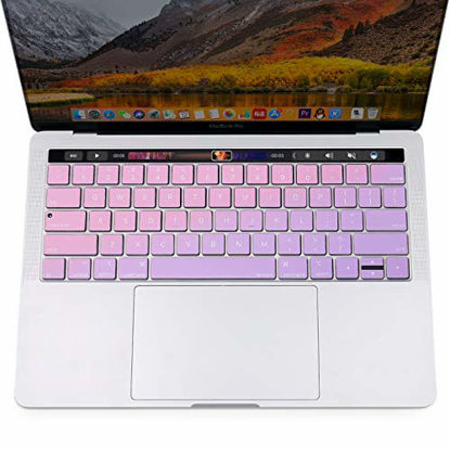 Picture of MOSISO Keyboard Cover Compatible with MacBook Pro with Touch Bar 13 and 15 inch 2019 2018 2017 2016 (Models: A2159, A1989, A1990, A1706, A1707),Pattern Silicone Skin Protector, Purple & Pink