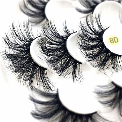 Picture of HBZGTLAD NEW 7 Pairs 25mm long lashes 100% Mink Eyelashes Soft Dramatic Volume Fake Lashes Reusable Thick False Eyelashes (8D-001)