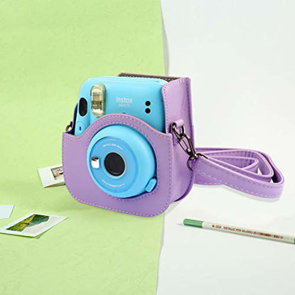 Picture of Protective & Portable Case Compatible with Fujifilm Instax Mini 11 Instant Camera with Accessories Pocket and Adjustable Strap. (Lilac Purple)