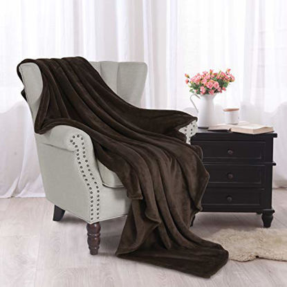 Picture of Exclusivo Mezcla Flannel Fleece Velvet Plush Soft Throw Blanket - 50" x 60" ( Coffee)