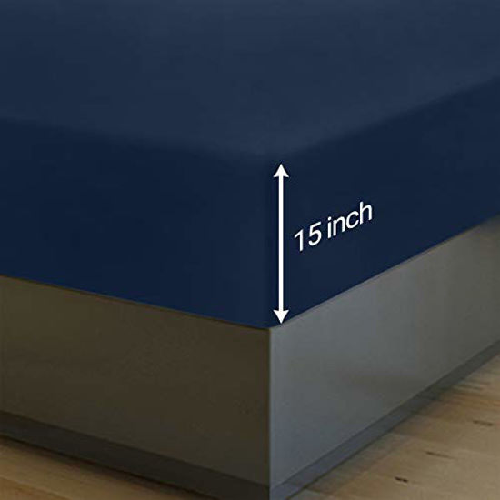 Picture of Utopia Bedding Fitted Sheet - Soft Brushed Microfiber - Deep Pockets, Shrinkage and Fade Resistant - Easy Care - 1 Fitted Sheet Only (Twin, Navy)