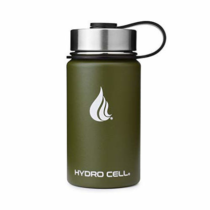 Picture of HYDRO CELL Stainless Steel Water Bottle w/ Straw & Wide Mouth Lids (40oz 32oz 24oz 18oz) - Keeps Liquids Hot or Cold with Double Wall Vacuum Insulated Sweat Proof Sport Design (Neon/Neon 14oz)