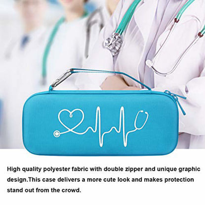 Picture of BOVKE Travel Case for 3M Littmann Classic III, Lightweight II S.E, Cardiology IV Diagnostic, MDF Acoustica Deluxe Stethoscopes - Extra Room for Taylor Percussion Reflex Hammer and Penlight, Blue