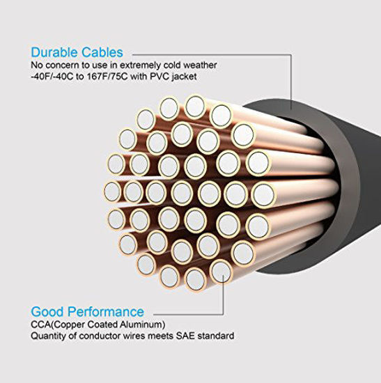 Picture of TOPDC Jumper Cables with LED Light 4 Gauge 16 Feet Heavy Duty Booster Cables with Carry Bag (4AWG x 16Ft)