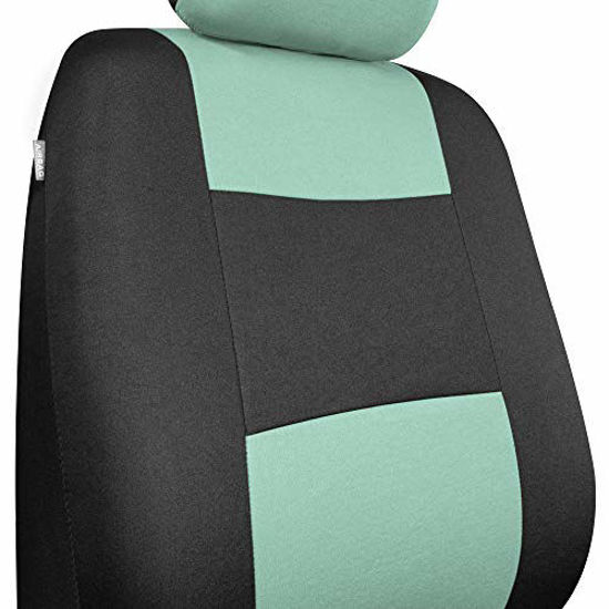 Picture of BDK PolyPro Car Seat Covers, Full Set in Mint on Black - Front and Rear Split Bench Protection, Easy Install with Two-Tone Accent, Universal Fit for Auto Truck Van SUV