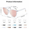 Picture of SOJOS Fashion Round Sunglasses for Women Men Oversized Vintage Shades SJ2057 with Clear Frame/Pink Mirrored Lens