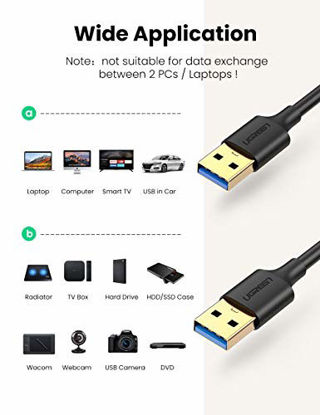 Picture of UGREEN USB 3.0 A to A Cable Type A Male to Male Cable Cord for Data Transfer Hard Drive Enclosures Printers Modems Cameras 1.5FT