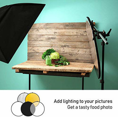 Picture of LimoStudio 32" 5-in-1 Photography Collapsible Light Disc Reflector, 5 Colors White, Black, Silver, Gold, Translucent, Photo Studio Light Stand with Reflector Disc Holder Clip, AGG2913