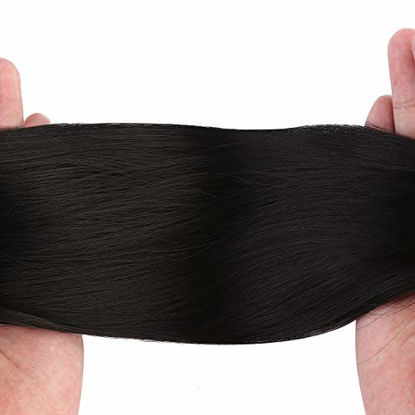 Picture of SEIKEA Clip in Ponytail Extension Wrap Around Long Straight Pony Tail Hair 28 Inch Synthetic Hairpiece - Black