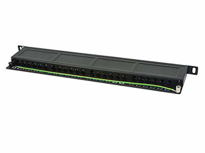 Picture of Monoprice Half-U Shielded Cat6 Patch Panel - 24 Ports - 19" | Dual IDC - SpaceSaver (110038)