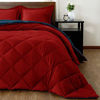 Picture of downluxe Lightweight Solid Comforter Set (Queen) with 2 Pillow Shams - 3-Piece Set - Red and Navy - Down Alternative Reversible Comforter