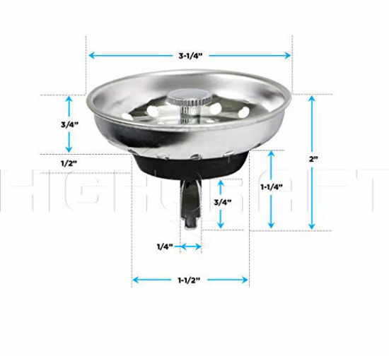 Highcraft Stainless Steel Kitchen Sink Drain Strainer Basket Universal  Style Rubber Stopper 