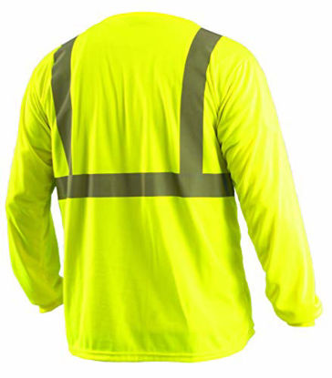 Picture of OccuNomix LUX-LSET2B-YS Classic Standard Long Sleeve Wicking Birdseye T-Shirt with No Pocket, Class 2, 100% ANSI Wicking Polyester Birdseye, Small, Yellow (High Visibility)