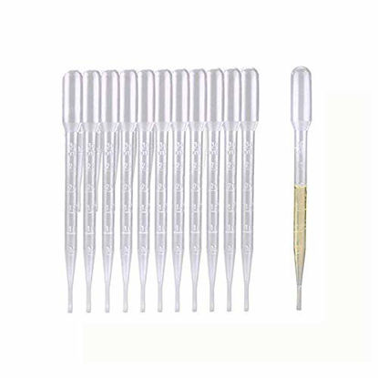 Picture of 300PCS 3ML Plastic Transfer Pipettes,Disposable Graduated Transfer Pipettes Dropper for Essential Oil Mixture, Scientific Experiment, Make up Tool